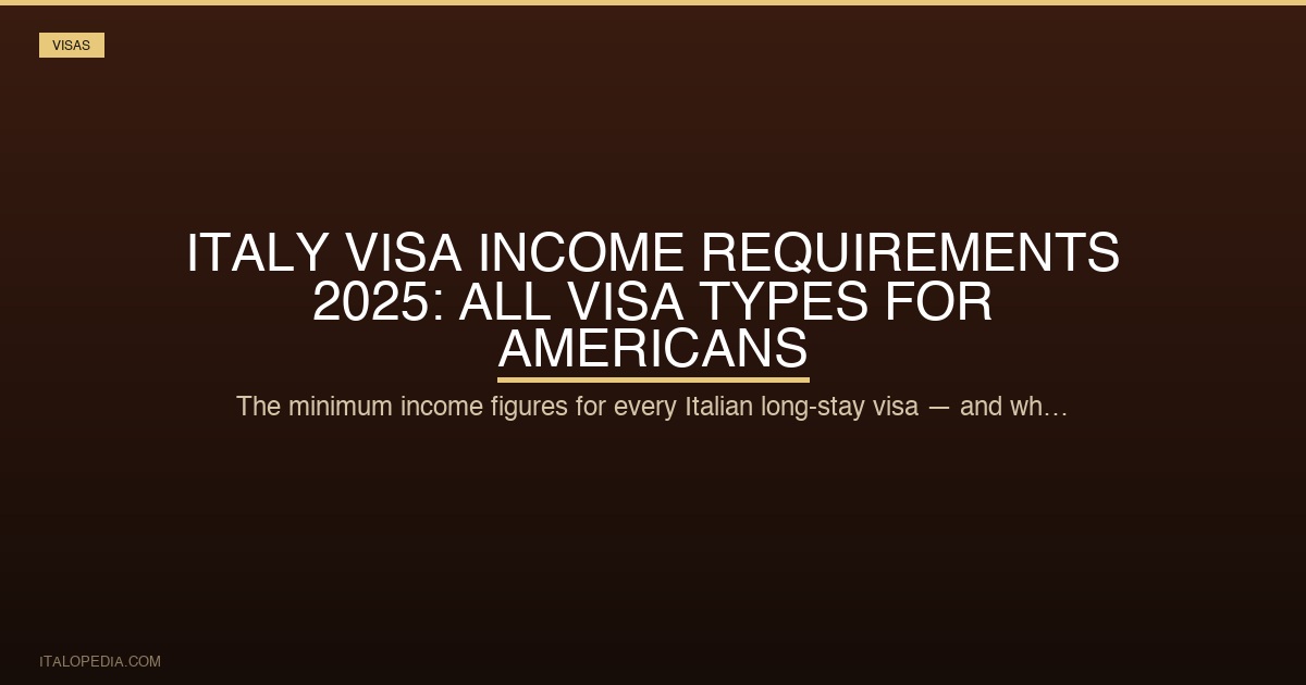 Italy Visa Income Requirements 2025: All Visa Types for Americans